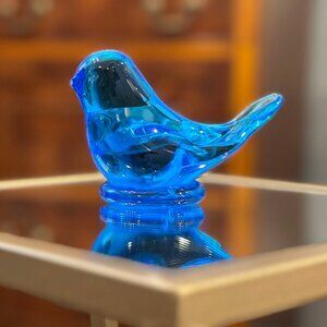 Vintage Glass Bluebird of Happiness - Signed by Leo Ward 1993
